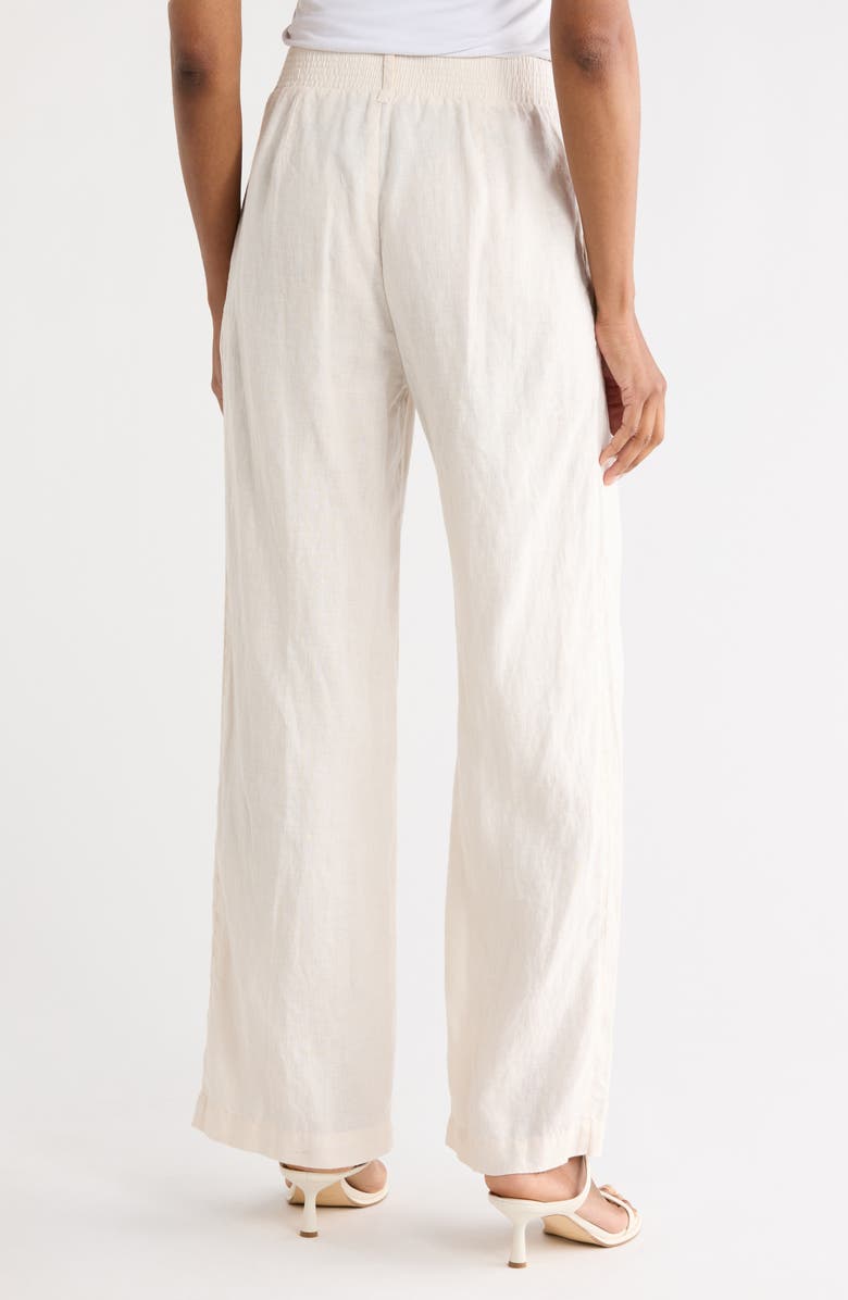 James Perse Pleated Front Linen Pants, Alternate, color, Alabaster