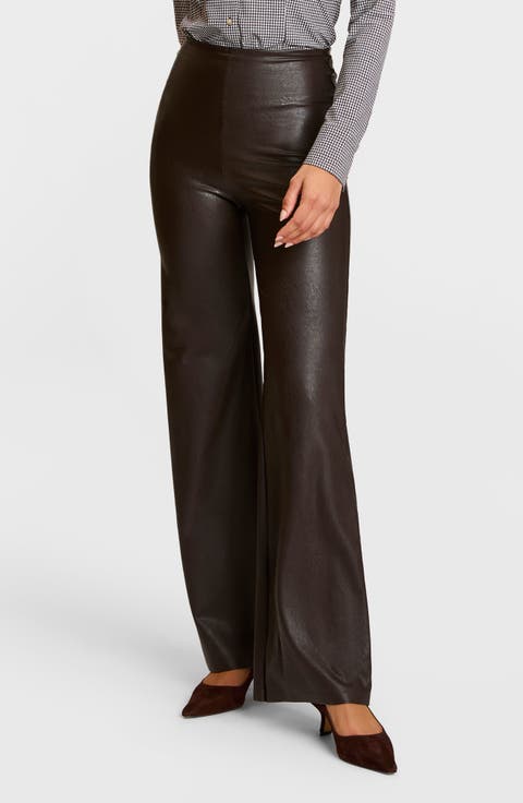 Wide Leg Faux Leather Pants