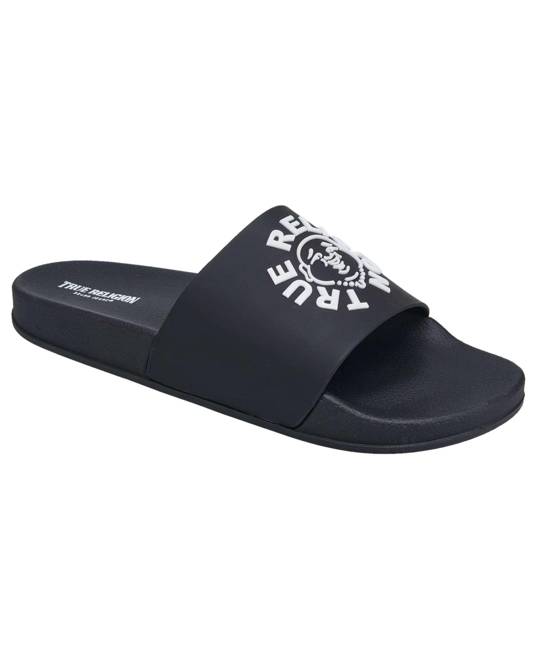 True Religion Tyler Buddha Logo pool Slide, Main, color, Black