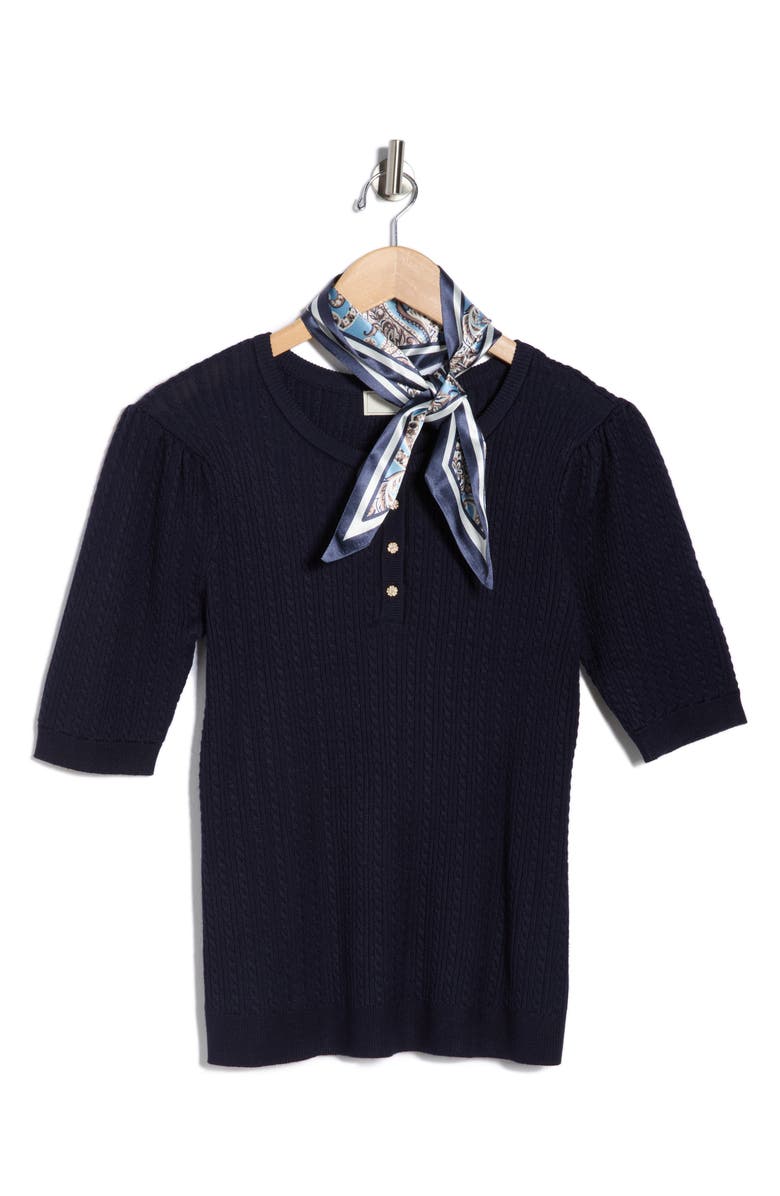 BY DESIGN Audrielle Scarf Tie Sweater, Main, color, Navy