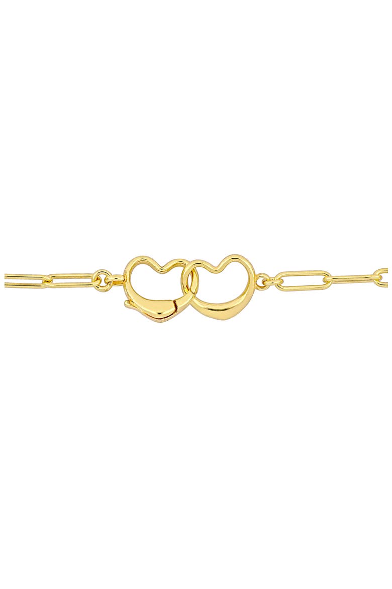 Double Heart Paper Clip Link Chain Necklace & Anklet Set, Alternate, color, YELLOW