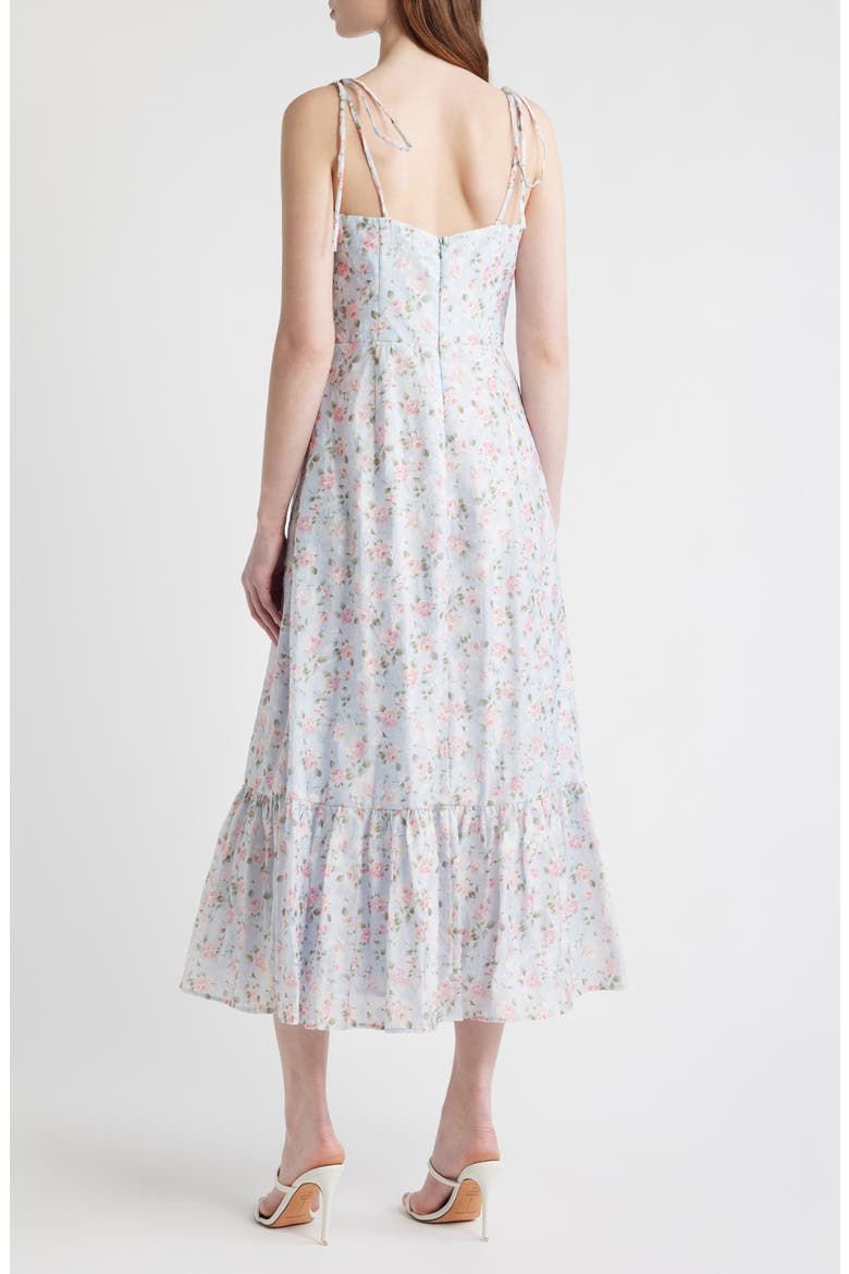 Alexia Floral Tie Strap Midi Dress, Alternate, color, LIGHT BLUE FLORAL
