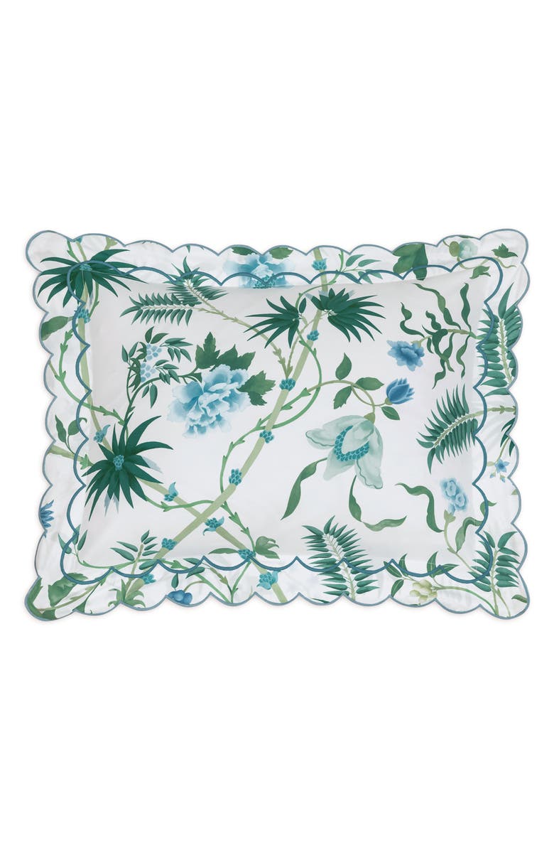 Matouk Palmyra Cotton Percale Sham, Main, color, Quilted Emerald