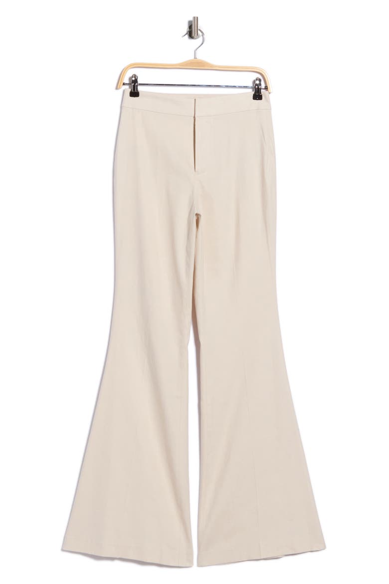 Linden High Waist Linen Blend Flare Leg Pants, Main, color, OATMEAL