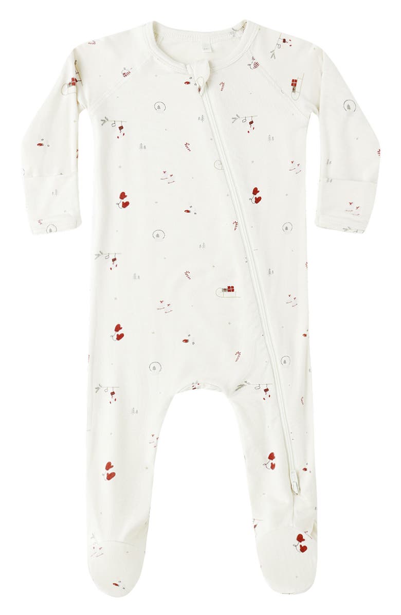 QUINCY MAE Winter Wonderland Zip Footie, Main, color, Natural