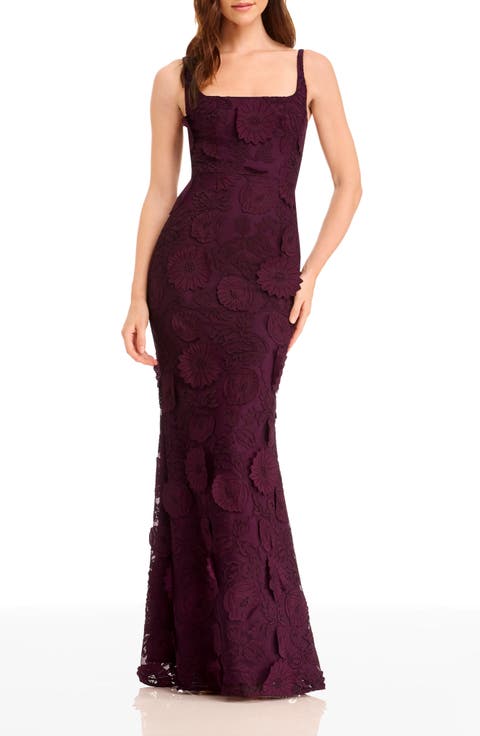 Lorena Floral Appliqué Mermaid Gown