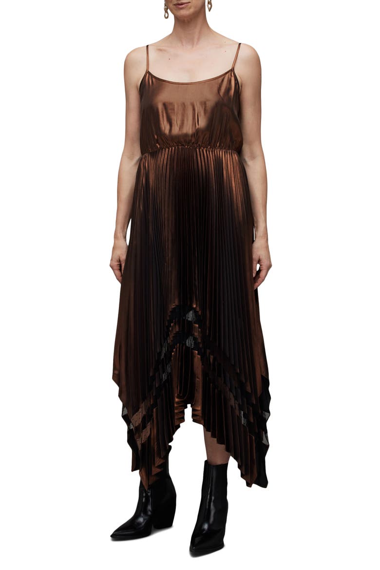 Nadia Two-Piece Metallic Dress & Merino Wool Sweater, Alternate, color, PALE CACAO/BLACK