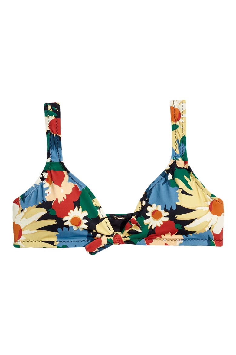 Second Wave Tie Front Bikini Top, Alternate, color, GARDEN FLORAL POLLEN