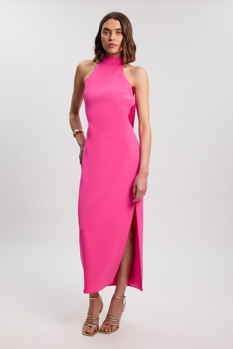 Soft Tailored Halter Maxi Dress, Main, color, Pink