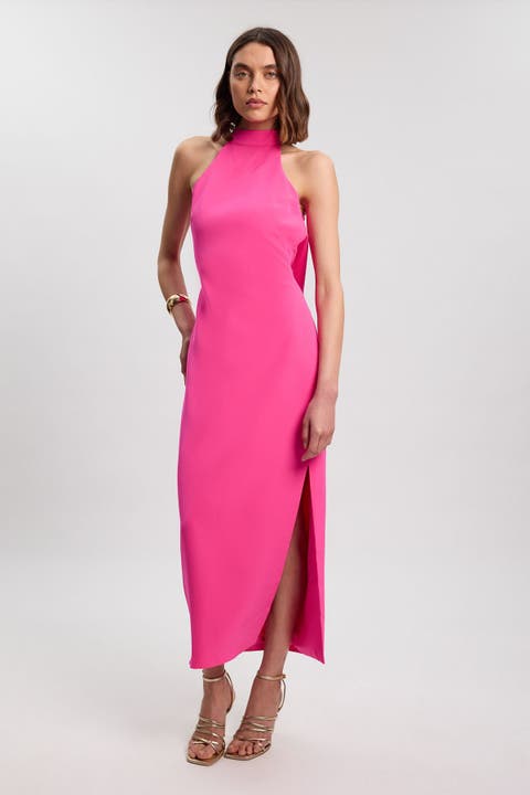 Soft Tailored Halter Maxi Dress