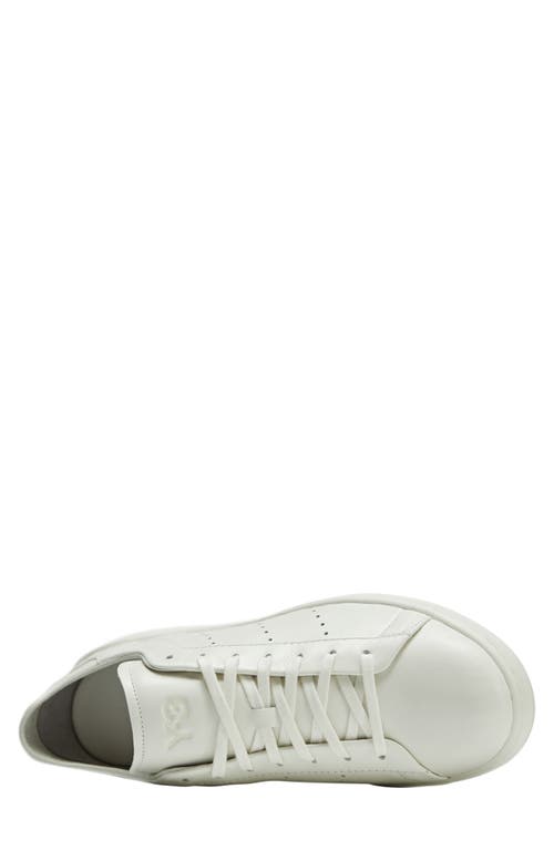 Y-3 White Leather Sneakers With Rounded Toe And Lace-up Closure