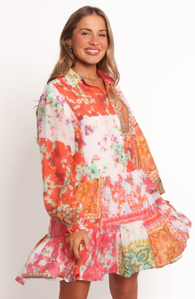Petal & Pup Helene Long Sleeve Shirtdress, Alternate, color, Patchwork