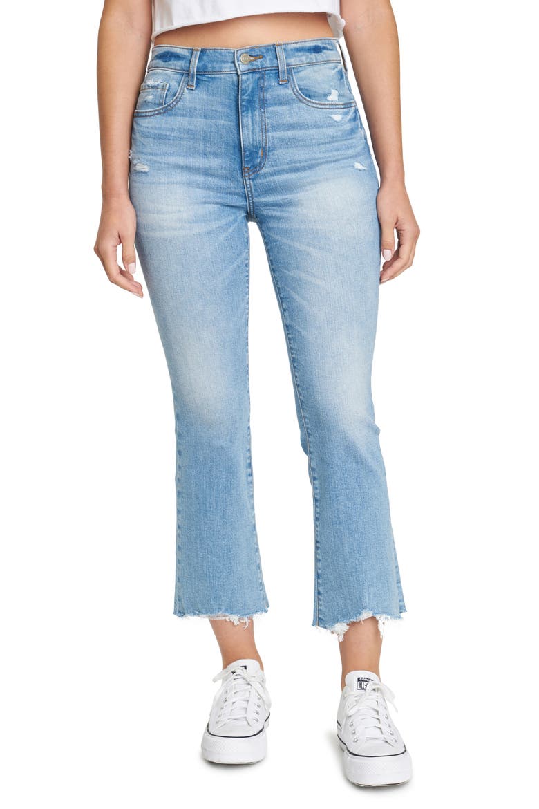 Shy Girl High Waist Crop Flare Jeans, Main, color, CHEEKY