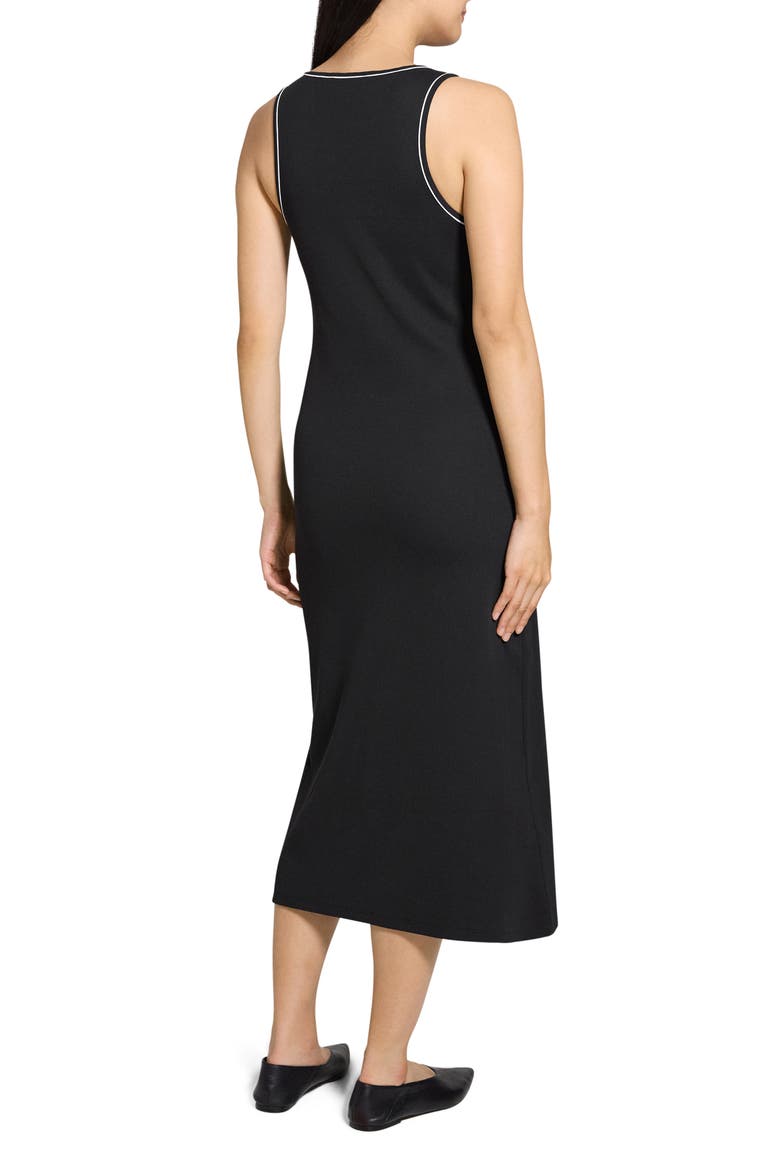 Contrast Tipped Rib Tank Dress, Alternate, color, BLACK