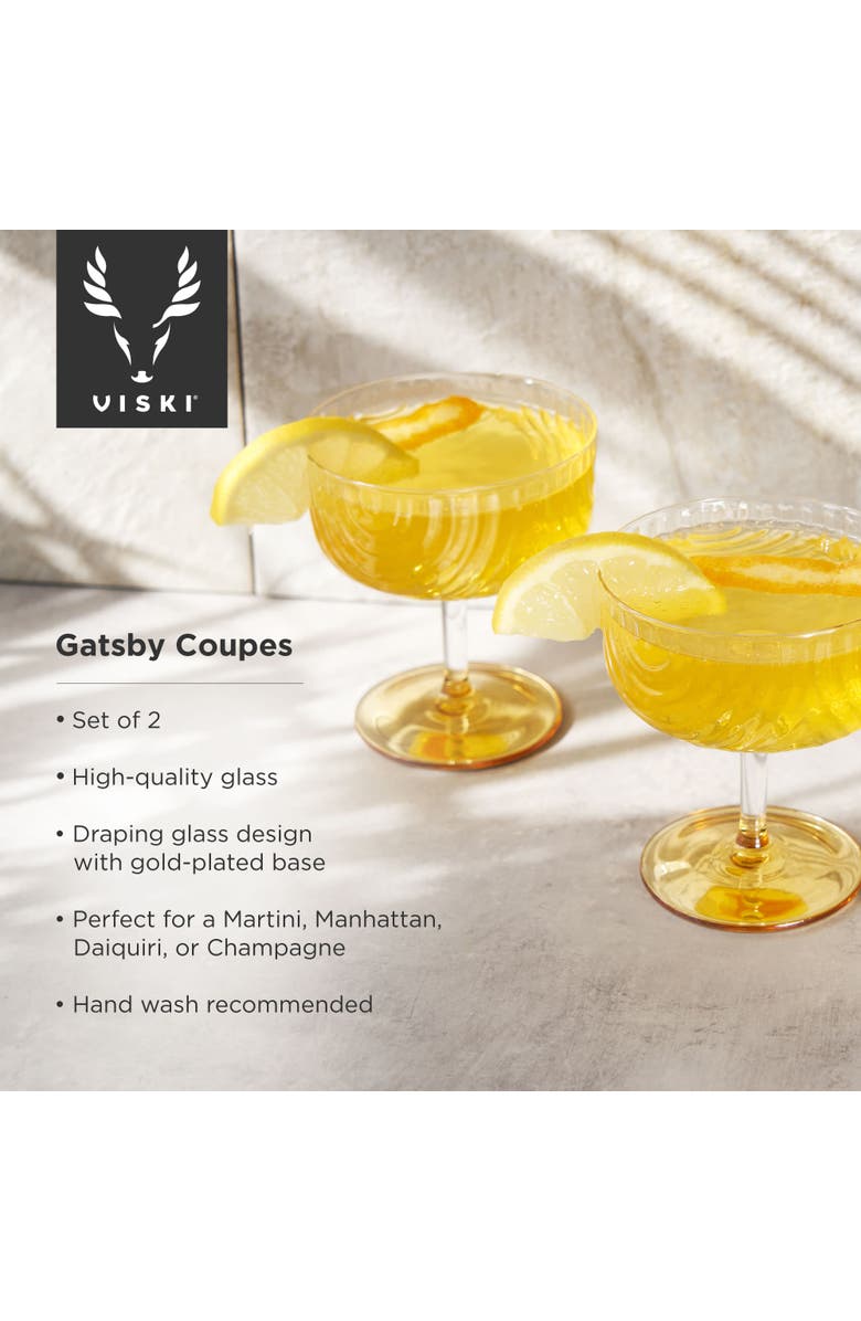 Viski Deco Gatsby Coupes Set of 2, Alternate, color, Clear