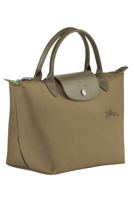 Longchamp Small Le Pliage Green Recycled Canvas Top Handle Bag In Artichoke