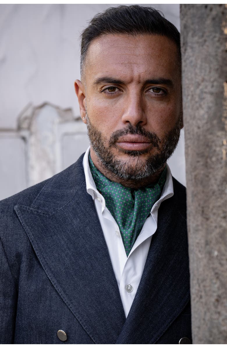 Elizabetta Navona - Silk Ascot Cravat Tie for Men, Alternate, color, Green