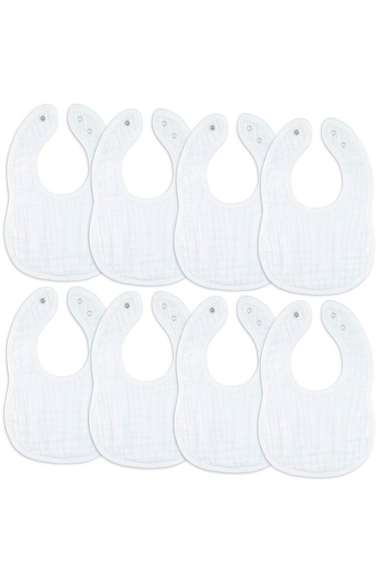 Comfy Cubs Muslin Bibs - Pack of 8, Main, color, White