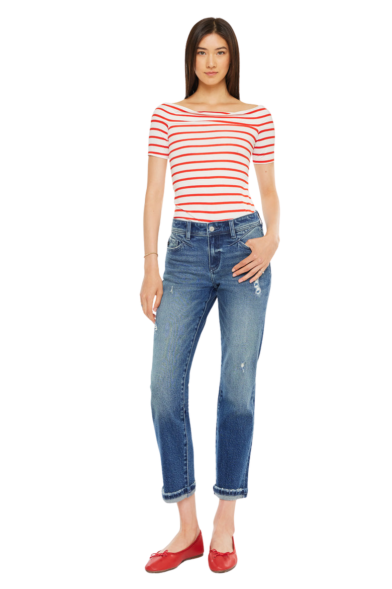 Evelin Mid Rise Cropped Straight Jeans, Alternate, color, Dark Wash