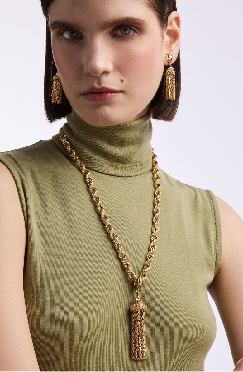 Susan Caplan 1970s Vintage Monet Tassel Pendant, Alternate, color, Gold