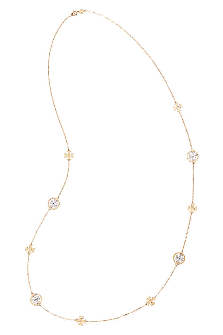 Miller Logo Spinner Rosary Necklace, Alternate, color, TORY GOLD / SILVER