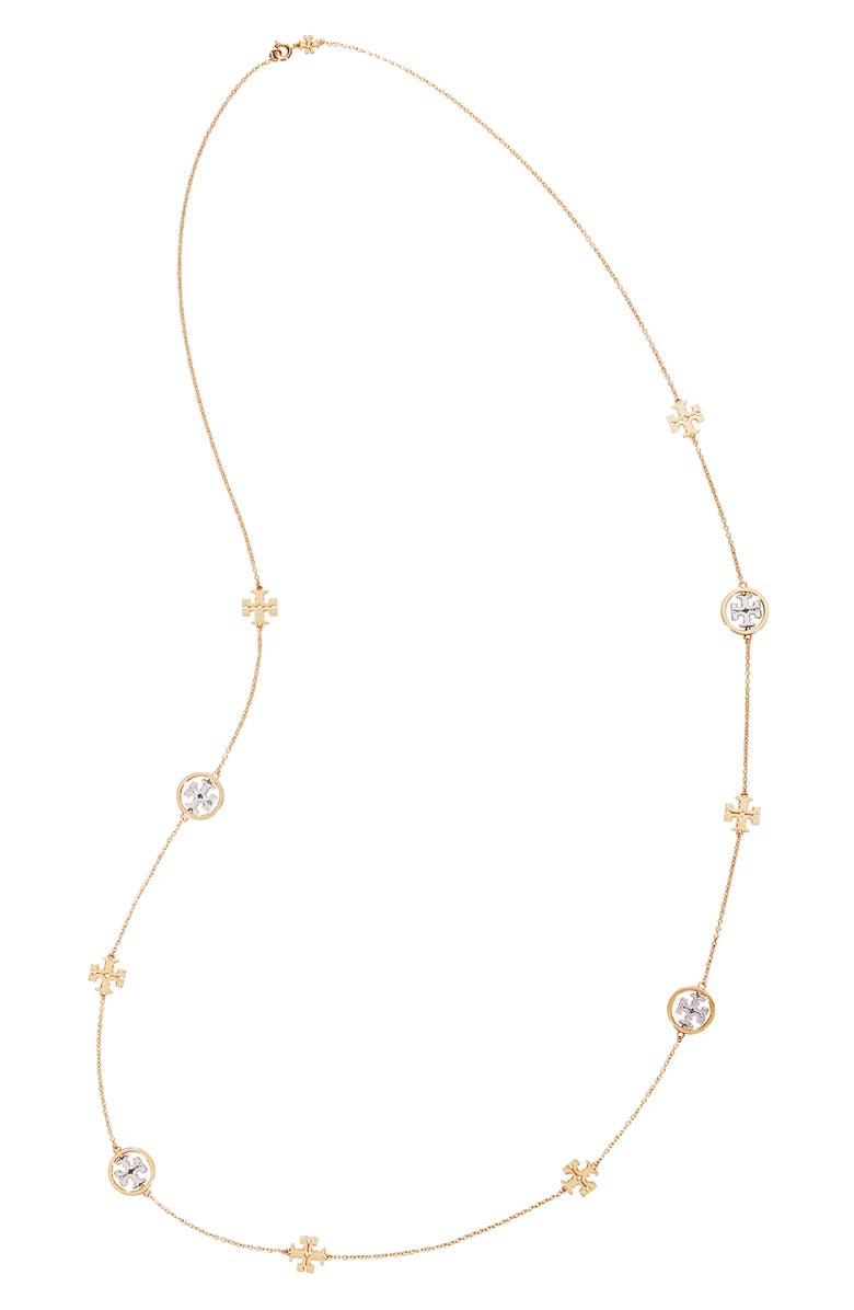 Tory Burch Miller Logo Spinner Rosary Necklace, Alternate, color,