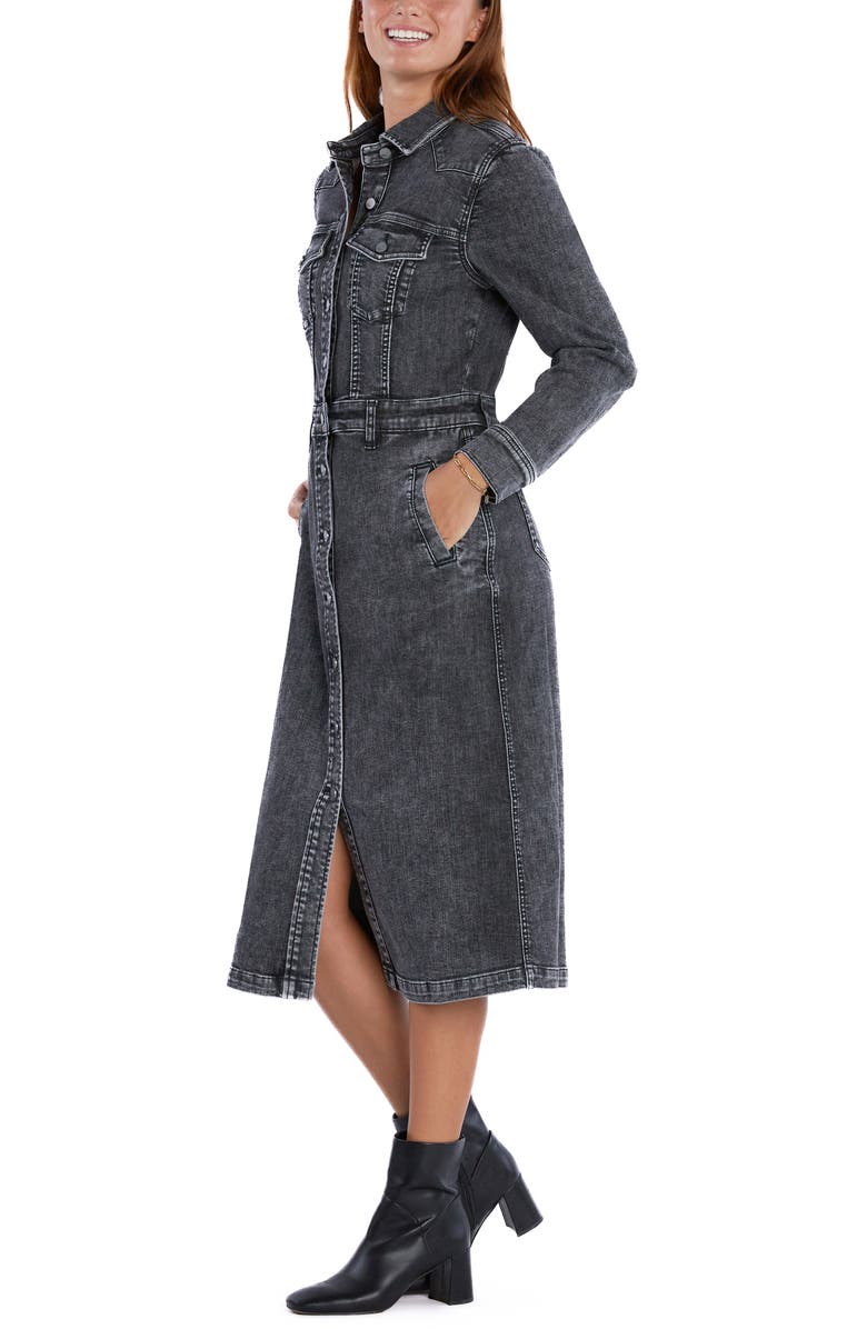 Wash Lab Denim Western Long Sleeve Denim Midi Shirtdress, Alternate, color, Cork Denim