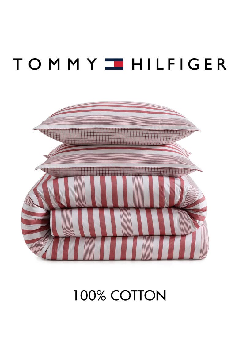 Mandalay Beach Stripe Comforter & Shams Set, Alternate, color, IVORY/ WHITE/ RED