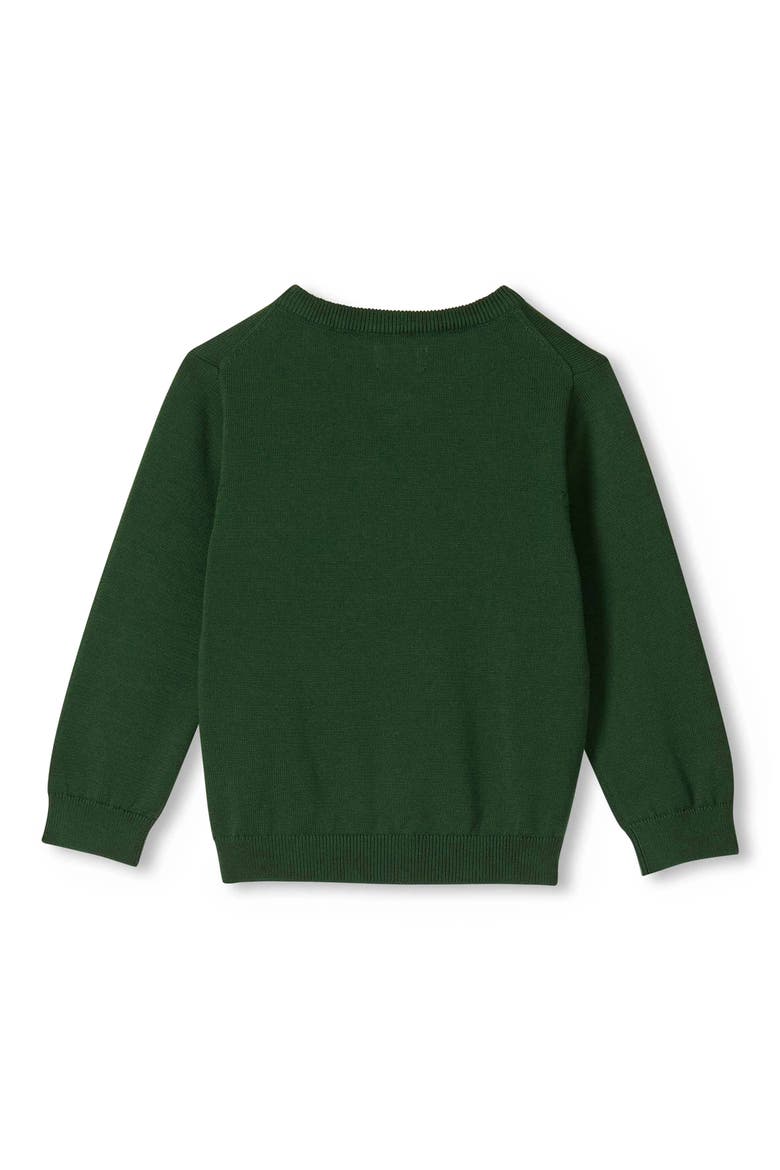 Kids' Reindeer V-Neck Sweater, Alternate, color, GREEN