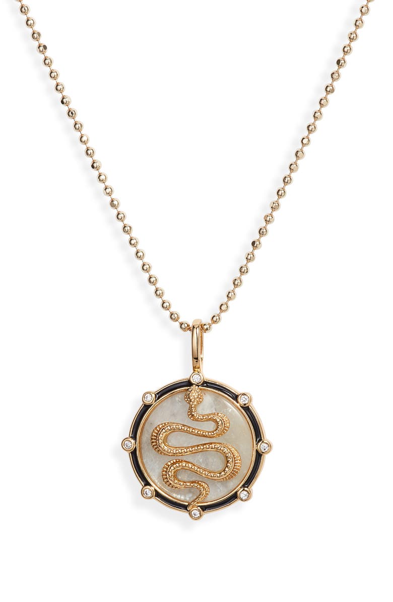 MIRANDA FRYE Avery Chain Necklace with Moonstone Snake Charm Pendant, Main, color, 