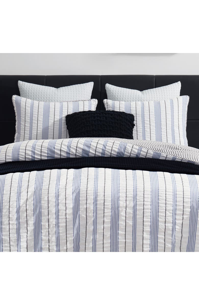 DKNY Seersucker Stripe Duvet Cover & Sham Set, Alternate, color,