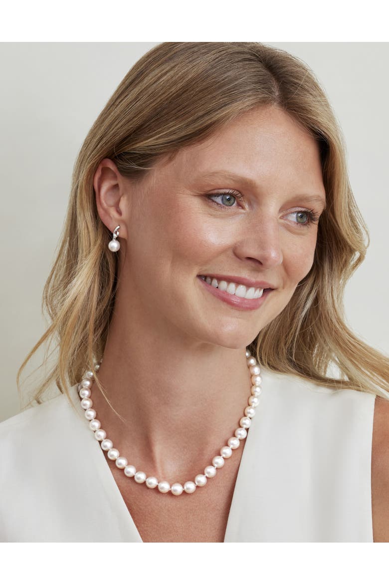 Akoya Pearl & Diamond Lois Earrings, Alternate, color, White Gold