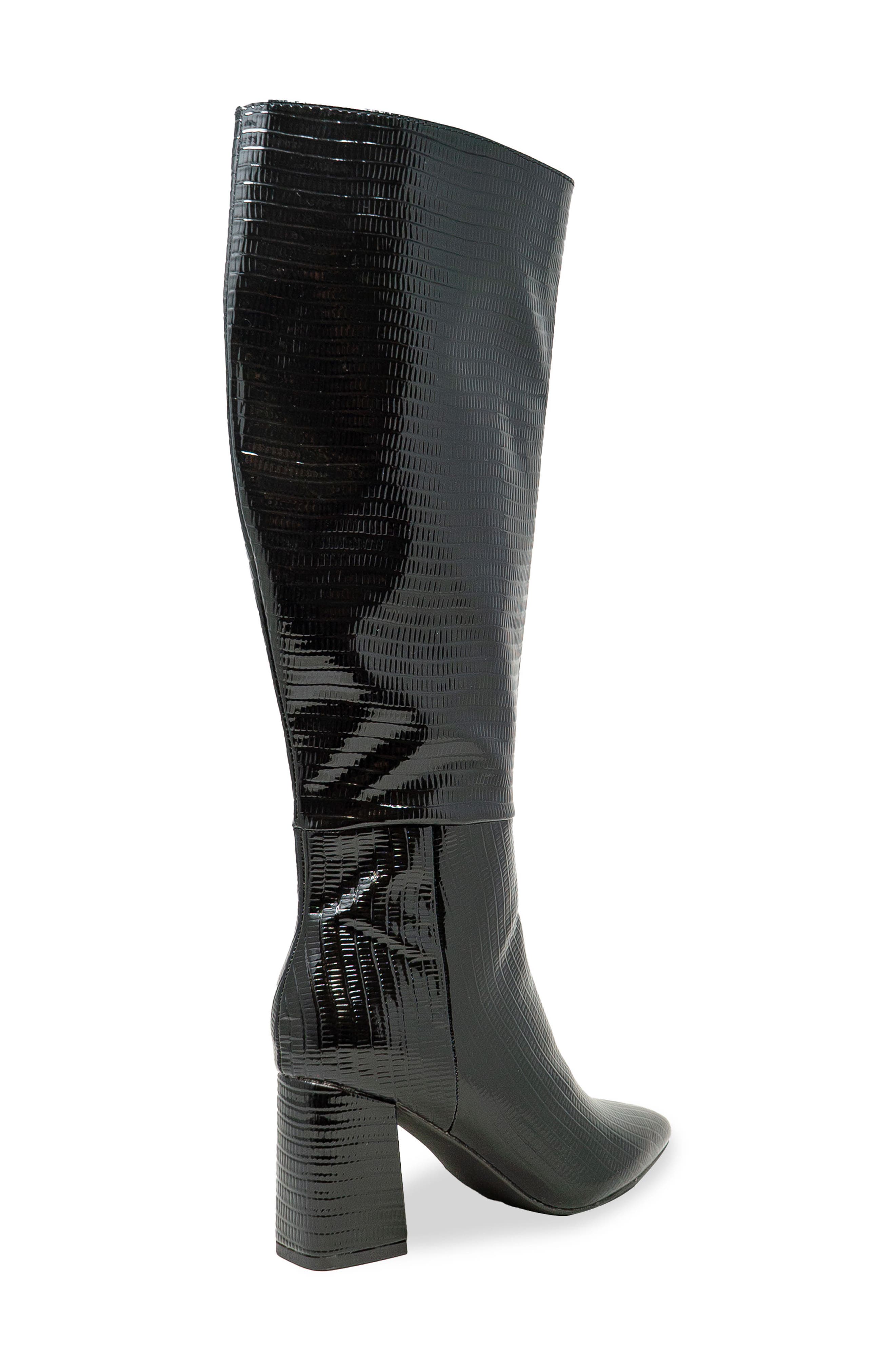 CHASE AND CHLOE Croc Embossed Knee High Boot, Alternate, color, Black Croc