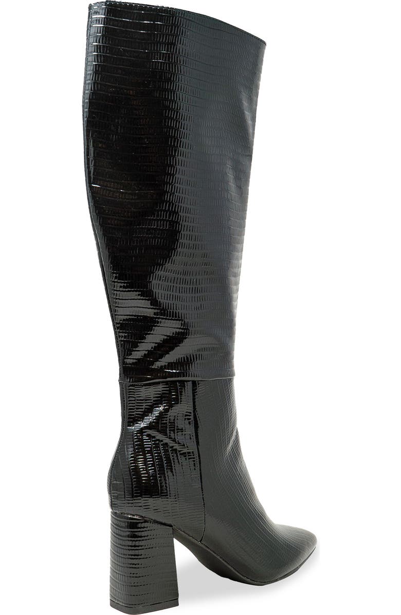 CHASE AND CHLOE Croc Embossed Knee High Boot, Alternate, color, Black Croc