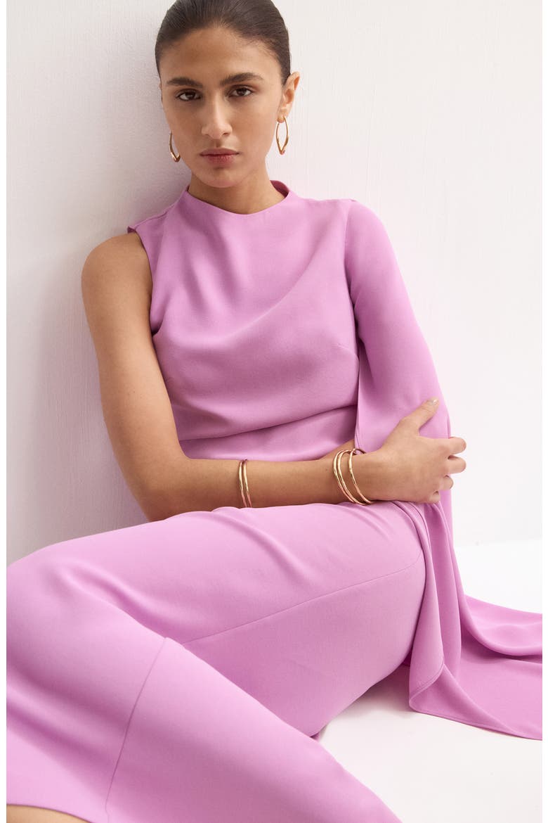 One-Shoulder Cape Maxi Dress, Alternate, color, LIGHT/ PASTEL PURPLE