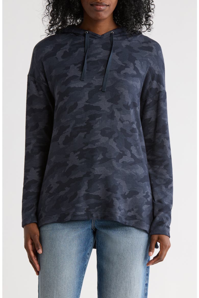 High-Low Hem Hoodie, Main, color, HEATHER NAVY.