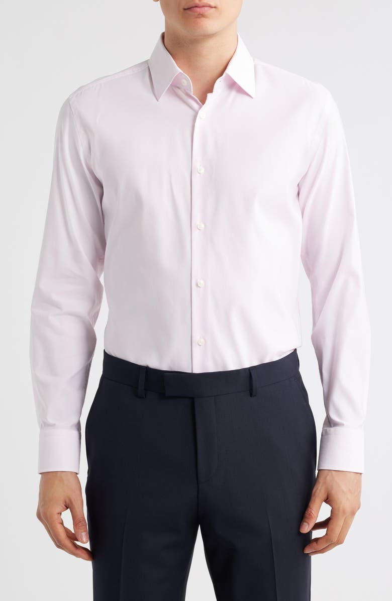 BOSS Hank Kent Slim Fit Performance Stretch Dress Shirt, Main, color, Open Pink