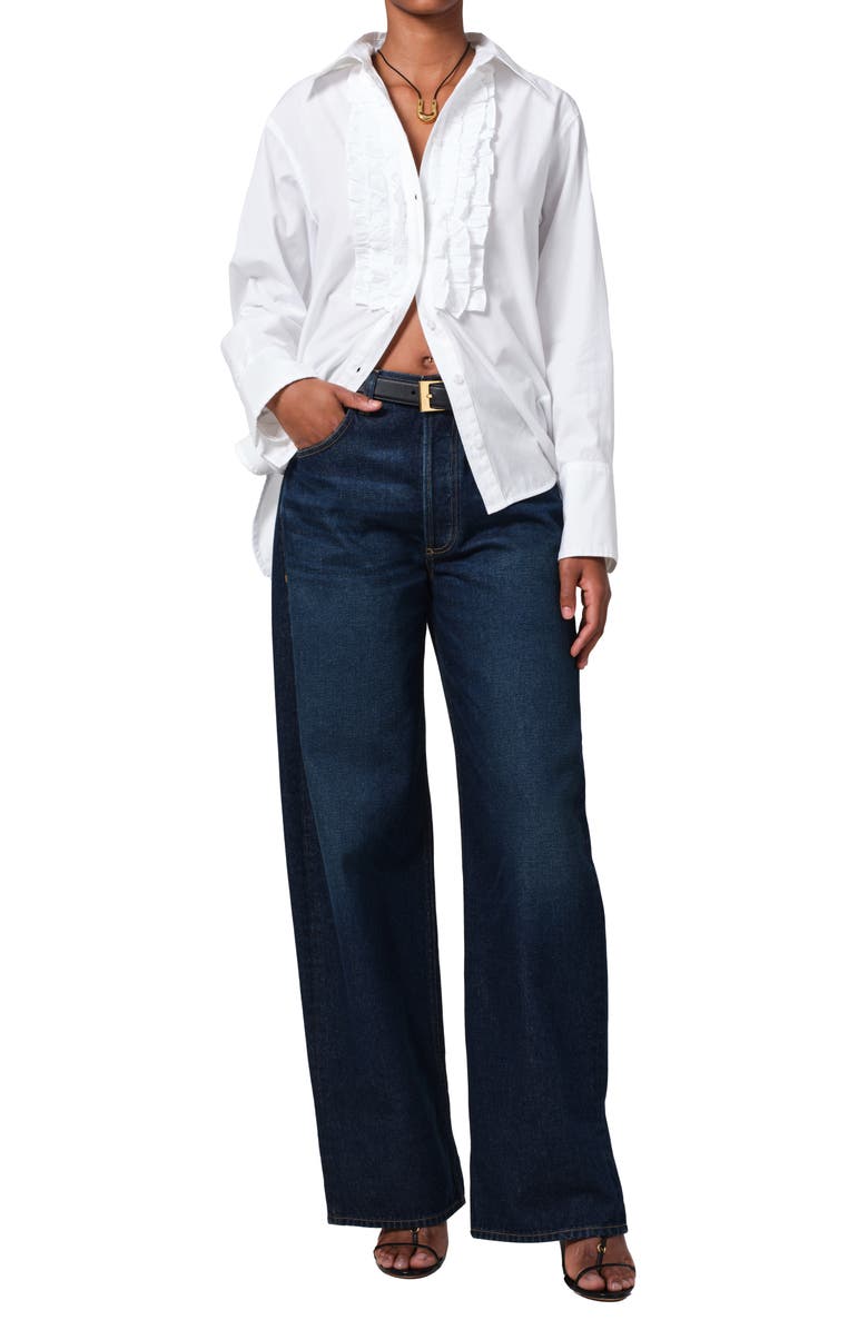 Citizens of Humanity Ruffle Relaxed Fit Cotton Button-Up Shirt, Alternate, color, 