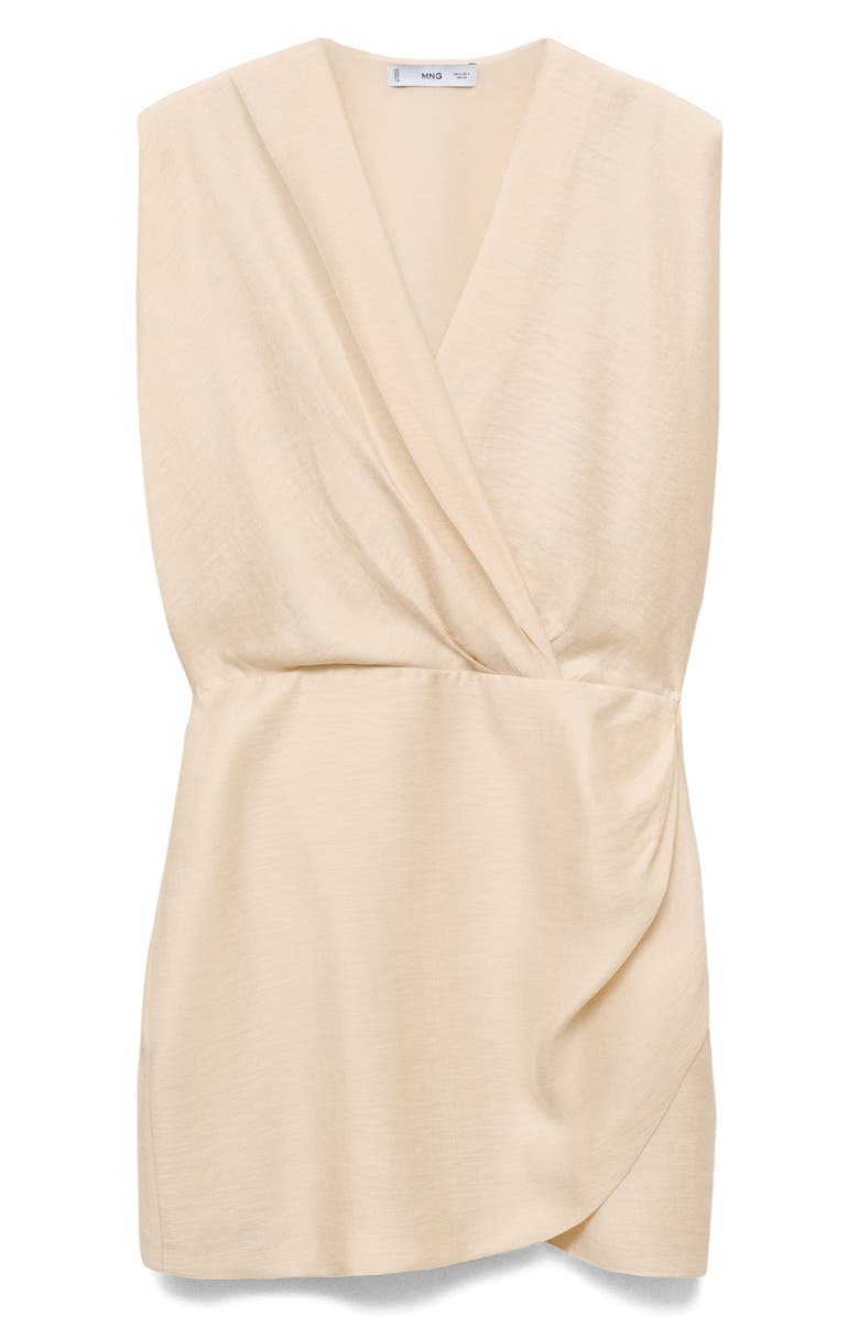 MANGO Faux Wrap Minidress, Alternate, color, Ecru