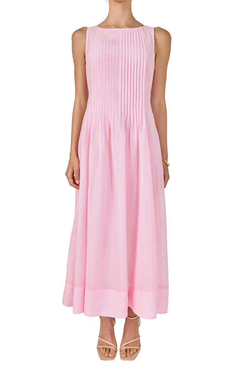 Pleat Bodice Sleeveless Dress, Alternate, color, PINK