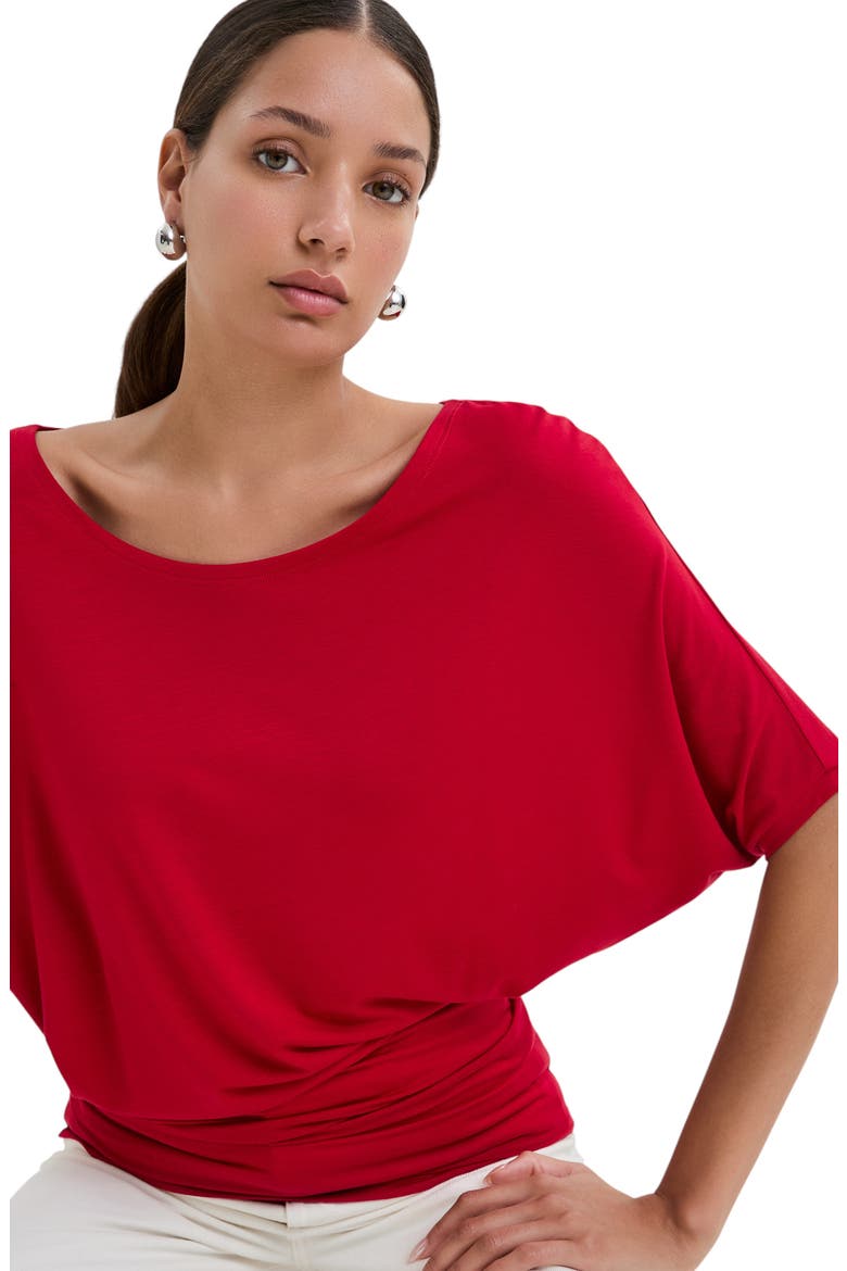 Elena Asymmetric Sleeve Batwing Top, Alternate, color, RED
