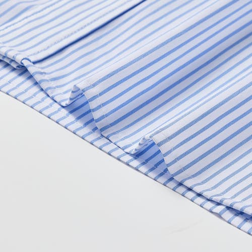 Regent Row Big And Tall Stanton Shirt Short Sleeve Button Down In White-blue-stripe-58