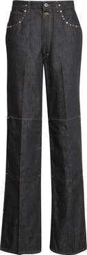 Lemaire Studded High Waist Straight Leg Jeans