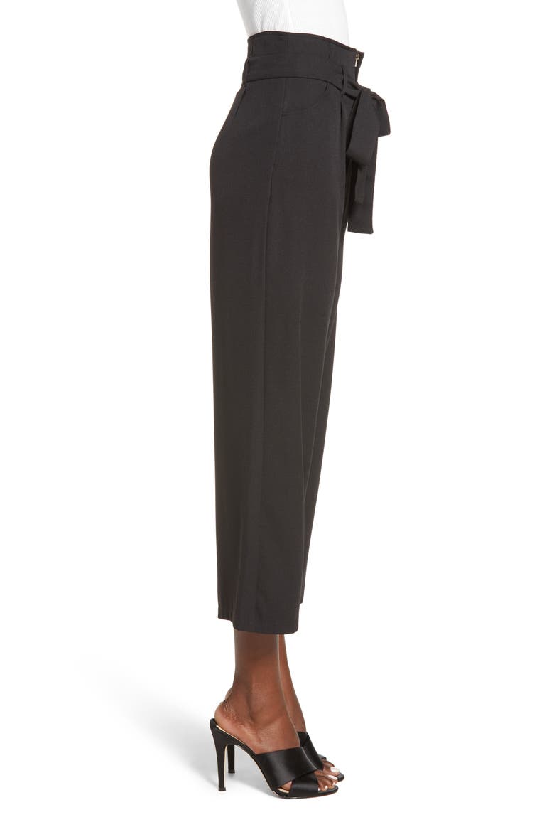 Tie Waist Crop Pants, Alternate, color, BLACK