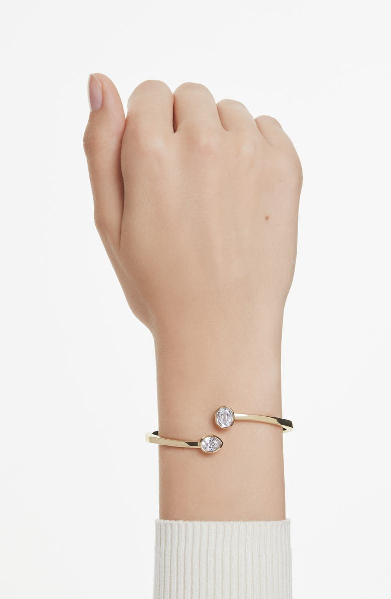 Swarovski Imber Open Bangle Bracelet, Alternate, color, White/Gold