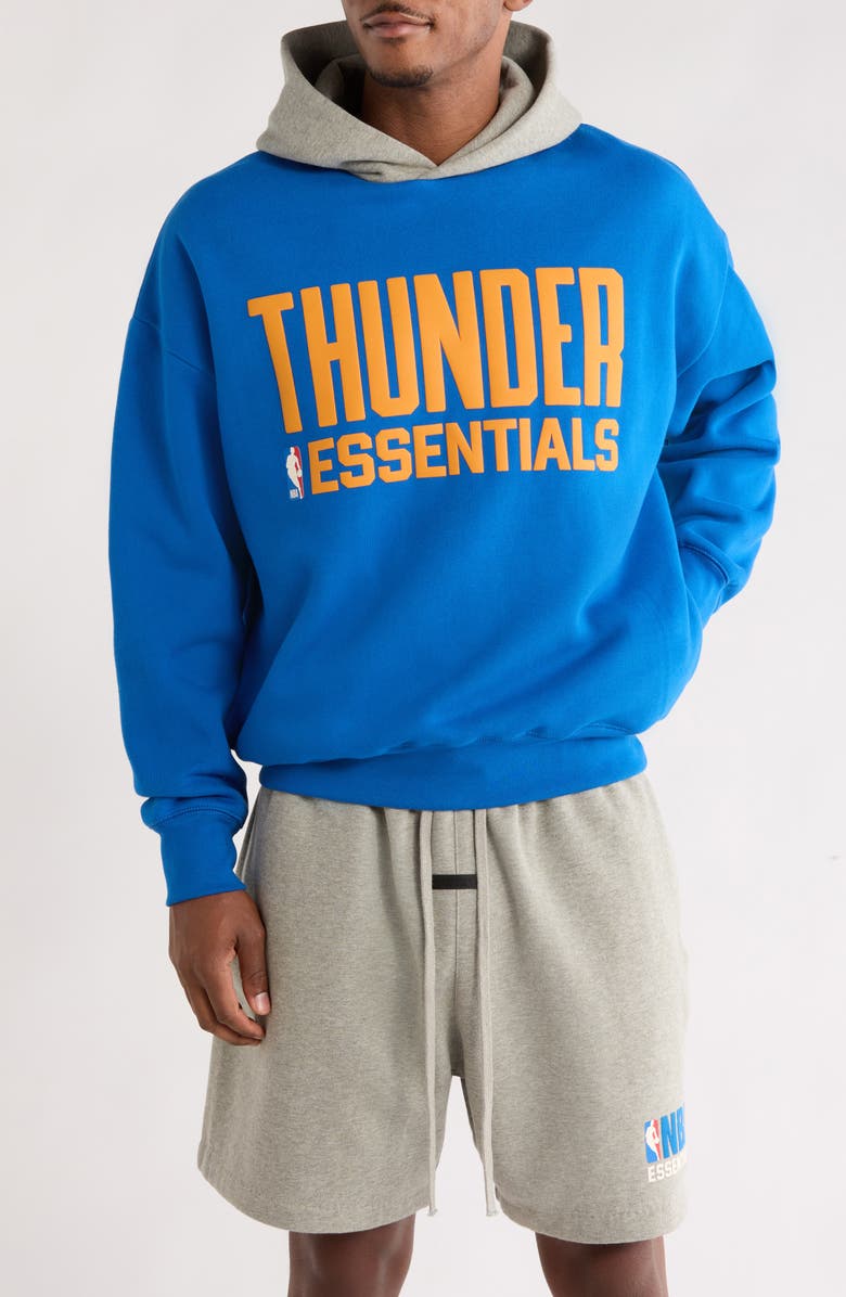 Fear of God Essentials x NBA Thunder Sports Fit Hoodie, Main, color, Blue/ Concrete Heather