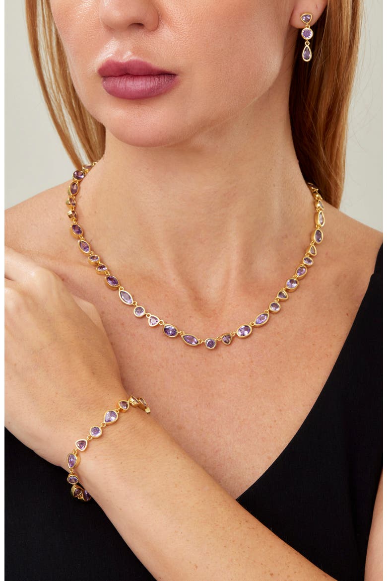Multi Shape Station Necklace, Alternate, color, YELLOW