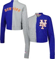 Terez Women's Terez Gray/Royal New York Mets Cropped Button-Up Cardigan