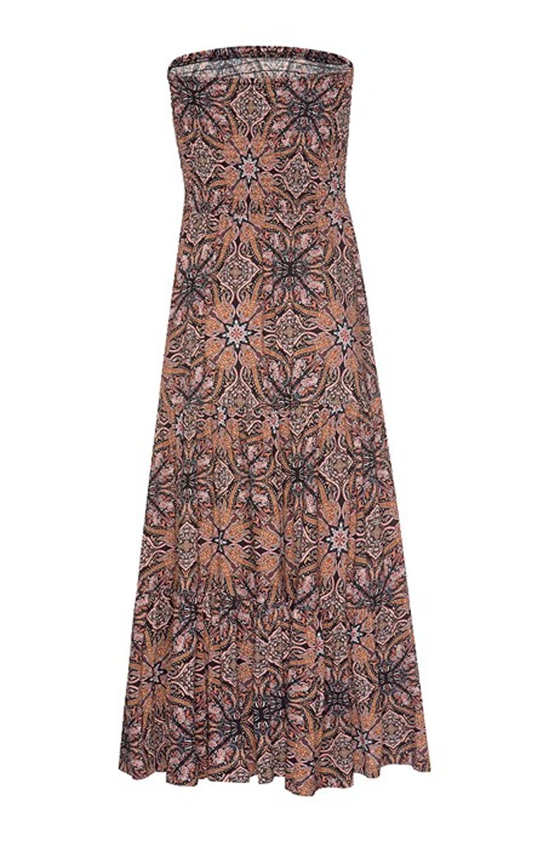 LASCANA Women's Smocked Convertible Maxi Dress, Alternate, color, Brown Multi