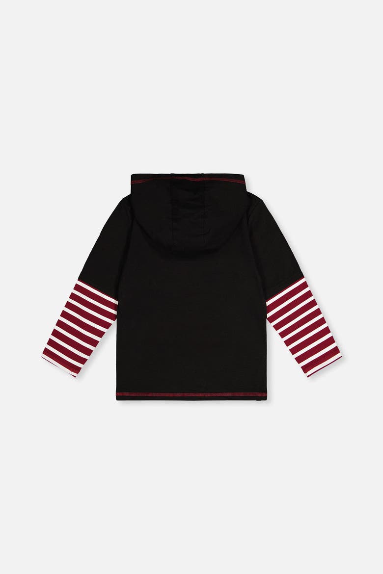 Fake Double Sleeve Hooded Stripe Detail Shirt, Alternate, color, Royal Blue and Red